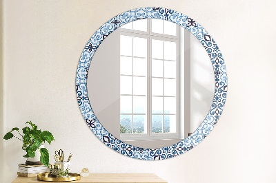 Specchio tondo con decoro Pattern arabo blu