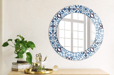 Specchio tondo con decoro Pattern arabo blu