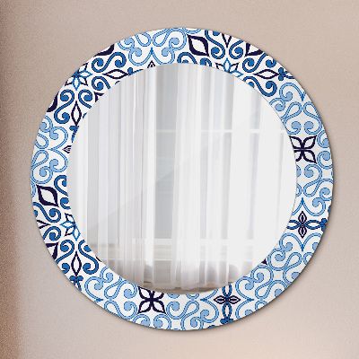 Specchio tondo con decoro Pattern arabo blu