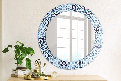 Specchio tondo con decoro Pattern arabo blu