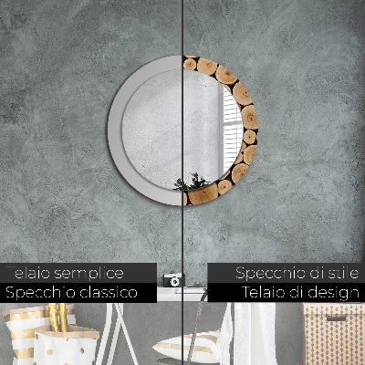 Specchio tondo con decoro Tronchi