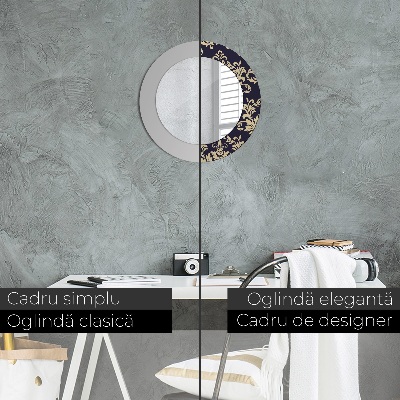 Specchio rotondo cornice con stampa Pattern floreale