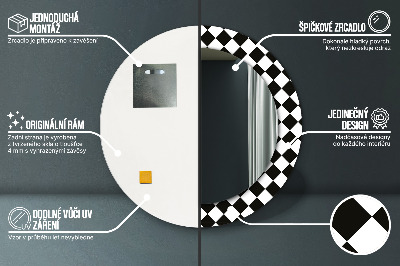 Specchio rotondo cornice con stampa Scrivania di scacchi