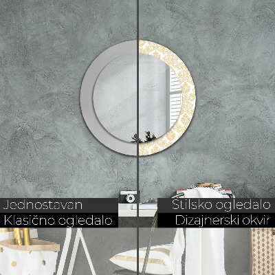 Specchio rotondo cornice con stampa Damask barocco