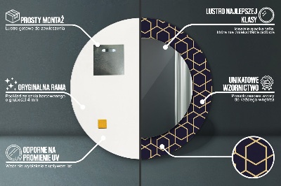 Specchio rotondo stampato Geometrico astratto