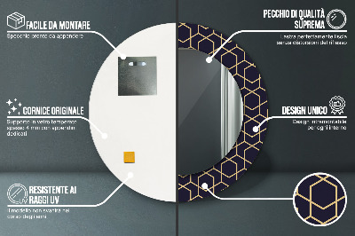 Specchio rotondo stampato Geometrico astratto