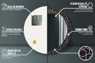 Specchio rotondo stampato Geometrico astratto