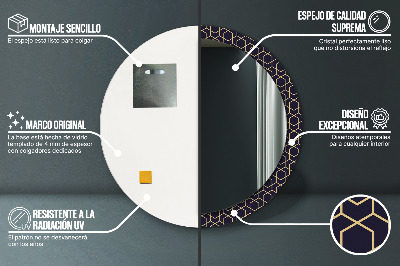 Specchio rotondo stampato Geometrico astratto