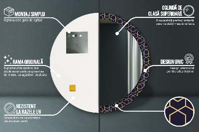 Specchio rotondo stampato Geometrico astratto