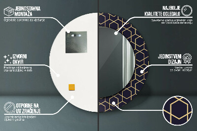 Specchio rotondo stampato Geometrico astratto