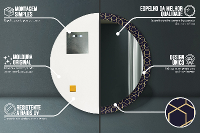 Specchio rotondo stampato Geometrico astratto