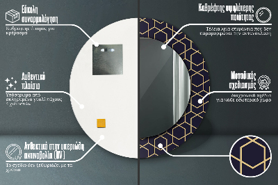 Specchio rotondo stampato Geometrico astratto