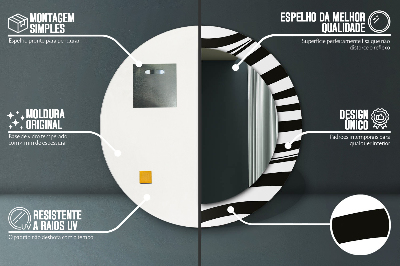 Specchio rotondo stampato Onda astratta