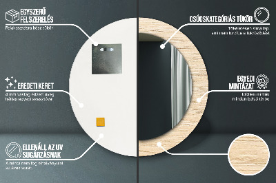 Specchio rotondo stampato Legna leggera