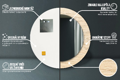 Specchio rotondo stampato Legna leggera