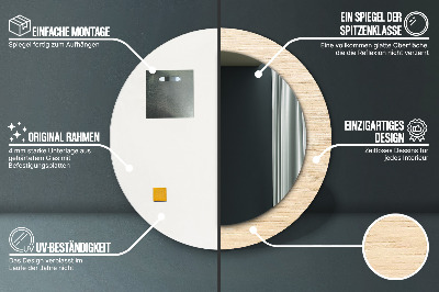 Specchio rotondo stampato Legna leggera