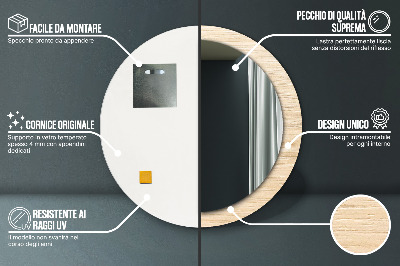 Specchio rotondo stampato Legna leggera