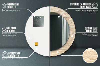 Specchio rotondo stampato Legna leggera