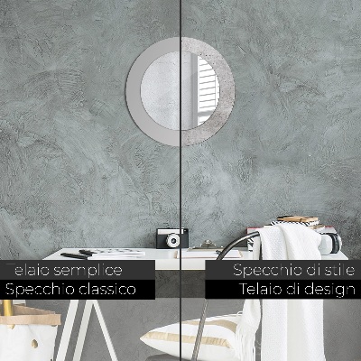 Specchio rotondo stampato Cemento grigio