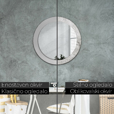 Specchio rotondo stampato Cemento grigio