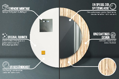 Specchio rotondo stampato Paglia di bambù