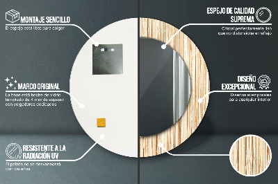 Specchio rotondo stampato Paglia di bambù