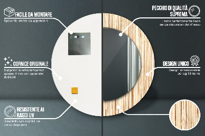 Specchio rotondo stampato Paglia di bambù