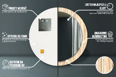 Specchio rotondo stampato Paglia di bambù