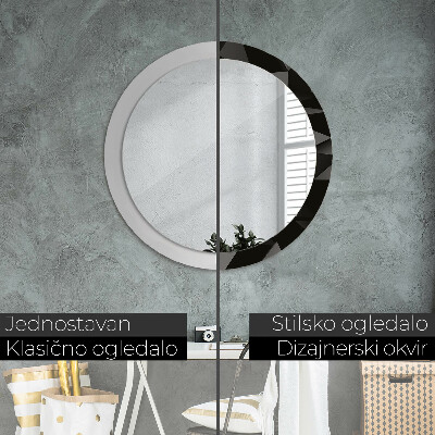 Specchio tondo con decoro Abstract black