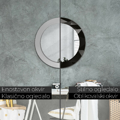 Specchio tondo con decoro Abstract black