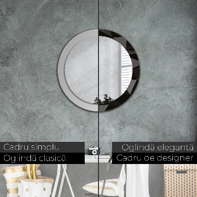 Specchio tondo con decoro Abstract black