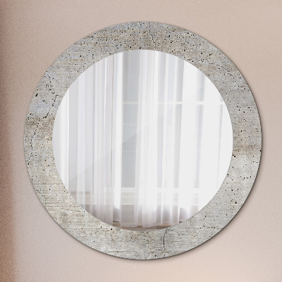 Specchio rotondo cornice con stampa Cemento grigio