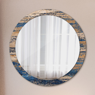 Specchio rotondo cornice con stampa Legno astratto