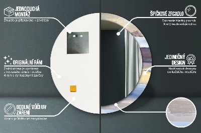 Specchio rotondo cornice con stampa Immagine astratta