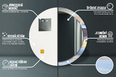 Specchio rotondo cornice con stampa Immagine astratta