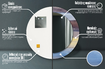 Specchio rotondo cornice con stampa Immagine astratta