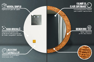 Specchio rotondo stampato Legno di quercia