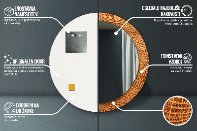Specchio rotondo stampato Legno di quercia