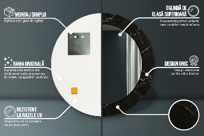 Specchio rotondo stampato Pietra di marmo