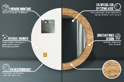 Specchio rotondo stampato Consistenza del legno