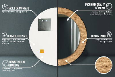 Specchio rotondo stampato Consistenza del legno