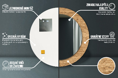 Specchio rotondo stampato Consistenza del legno