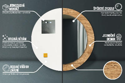 Specchio rotondo stampato Consistenza del legno