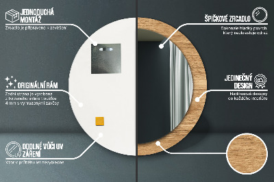 Specchio rotondo stampato Consistenza del legno