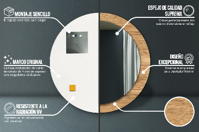 Specchio rotondo stampato Consistenza del legno