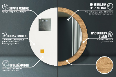 Specchio rotondo stampato Consistenza del legno