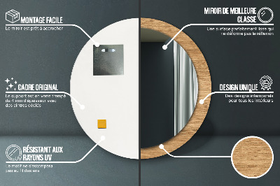 Specchio rotondo stampato Consistenza del legno