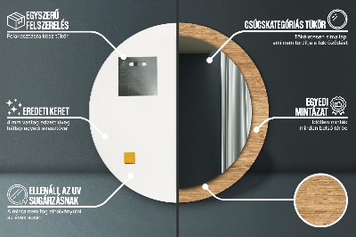 Specchio rotondo stampato Consistenza del legno