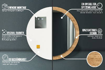 Specchio rotondo stampato Consistenza del legno