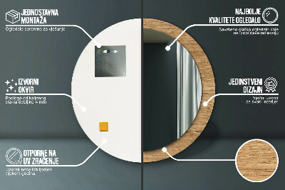 Specchio rotondo stampato Consistenza del legno